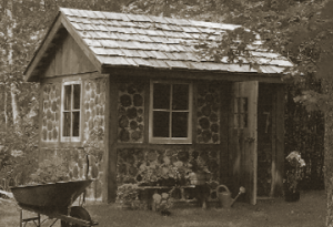 An "Irish Shed" - Timber frame with 'cordwood masonry' walls